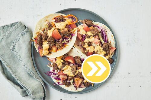 Fast Cheesy Barbecue Beef Tacos