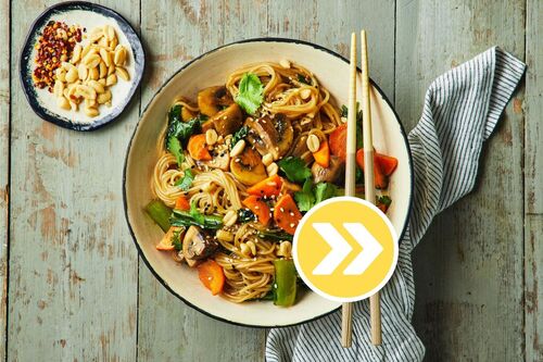 Fast Prawn and Mushroom Noodles