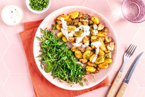 Gebakken gnocchi en champignons