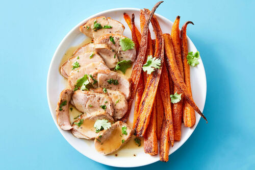 Low-Carb Roast Pork Chop & Apricot Pan Sauce