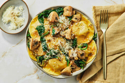 Osso Buco Ravioli and Mushroom Sauce