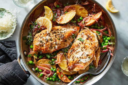 Chicken Vesuvio & Parmesan Roasted Potatoes