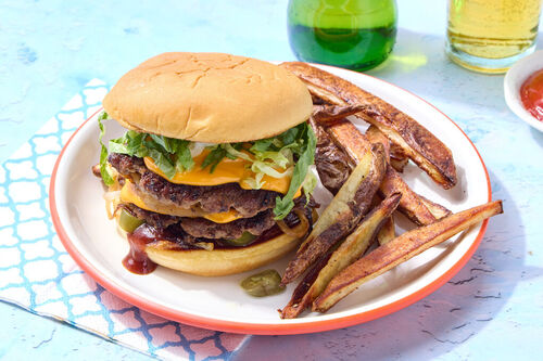 Oklahoma-Style Double BBQ Cheeseburger
