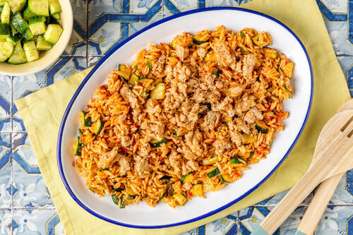 Risoni met tonijn en courgette