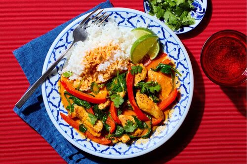 Fast! Red Curry Chicken with Readymade Rice
