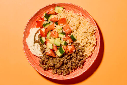 Baharat-Spiced Beef & Hummus Bowl