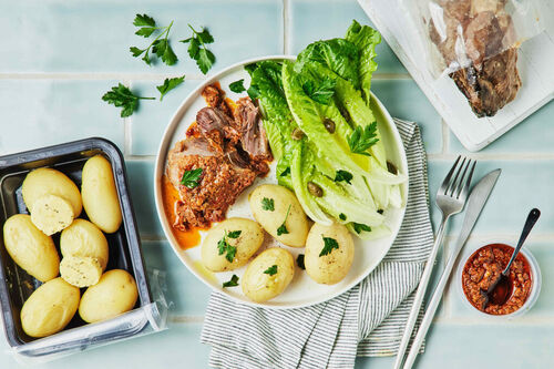 Red Pesto Pulled Pork and Baby Potatoes