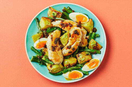 Green Goddess Chicken and Roast Potato Salad