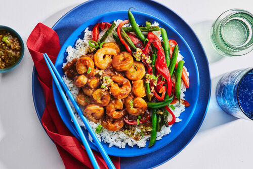 Sizzling Szechuan Prawns and Fluffy Rice
