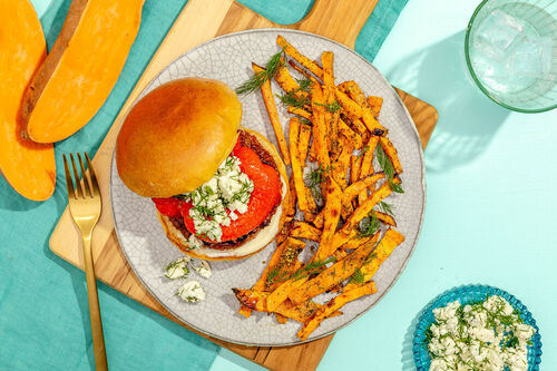 Griekse vega-burger met feta