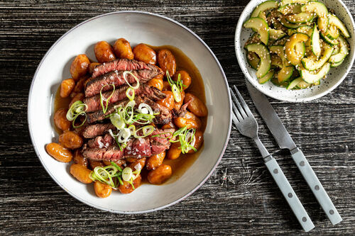 Zartes Rindersteak auf Gnocchi