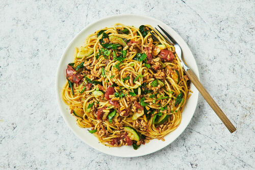 Tuscan Pork Spaghetti