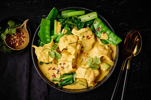 Thai Yellow Curry and Prawn Dumplings