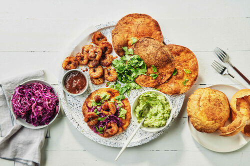 Spicy Prawn and Red Cabbage Tostadas