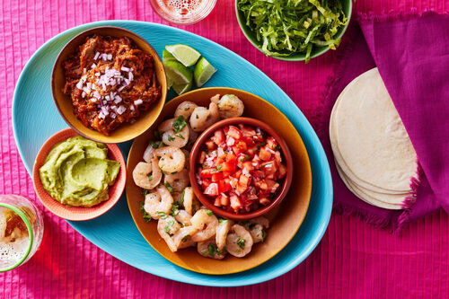 Barbacoa Beef & Shrimp Taco Platter