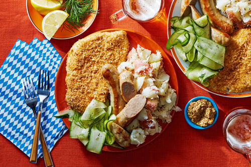 Schnitzel & Bratwurst Platter with Sauerkraut