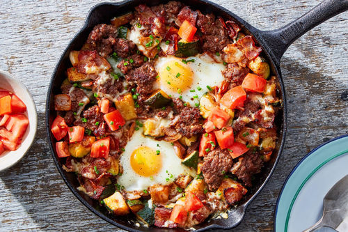 Ground Beef & Bacon Skillet Hash