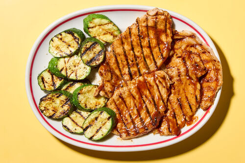 Grilled Pork Cutlets with Apricot BBQ Sauce