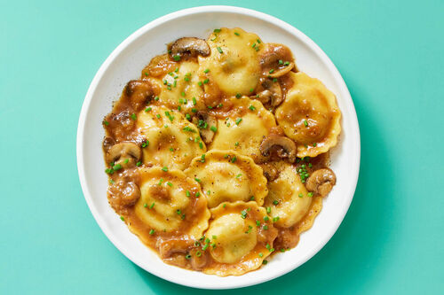 Cheesy Gluten Free-Ravioli with Mushrooms