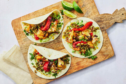 Roast Cauli and Capsicum Tacos