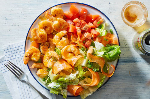 Jumbo Buffalo Shrimp over Romaine Salad