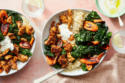 Salmon Bowl with Brown Rice & Kale