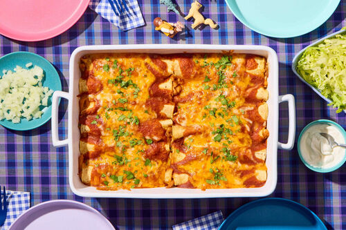 Family Friendly! Red Chicken Enchiladas