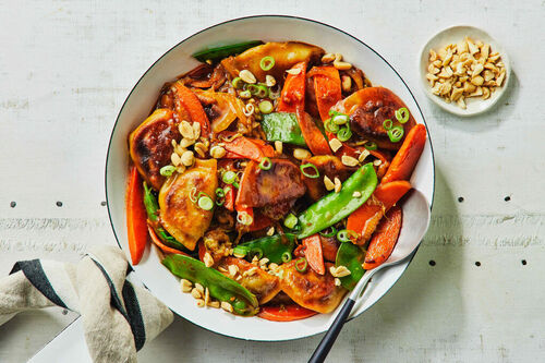 One-Pan Spicy Asian Green Dumpling Stir-Fry