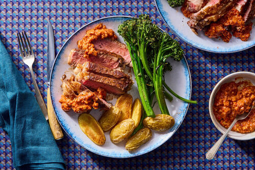Seared Ribeye with Homemade Romesco Sauce