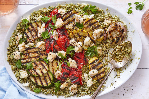 Family-Style BBQ Side! Veggie Farro Salad