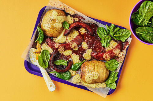 Chorizo and Hasselback Potatoes