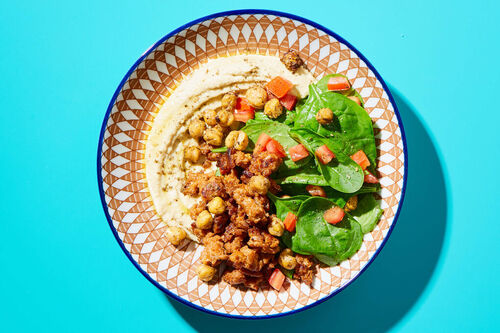 Ground Chicken & Chickpea Hummus Bowl