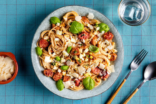 Vegetarische Chorizo-Vollkornspaghetti