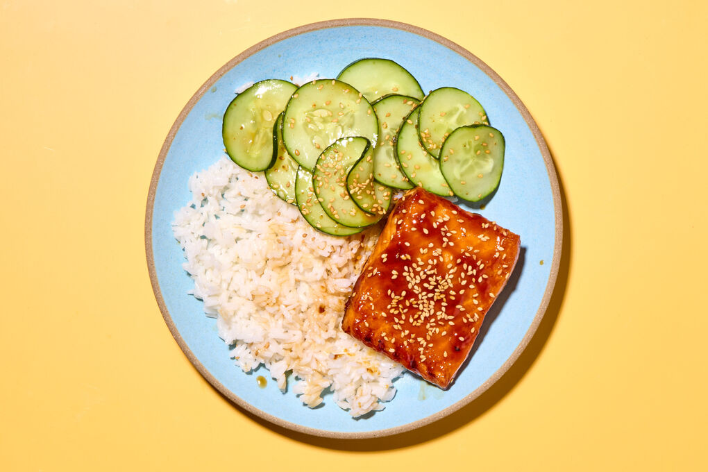 Glazed Teriyaki Salmon with Sesame Cucumbers