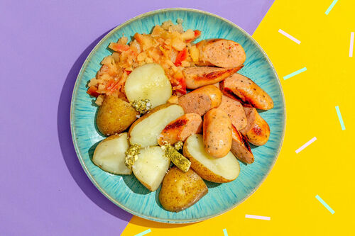 Gebraden kipworstjes met aardappels