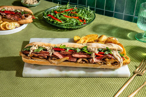 Sandwich met vega steak en oesterzwam
