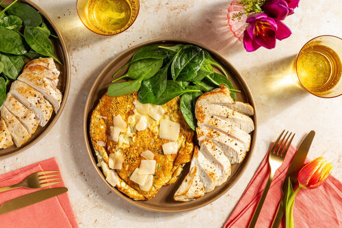 Kipfilet met truffel op soufflé-omelet