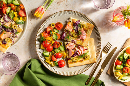 Luxe pizza met gerookte zalm