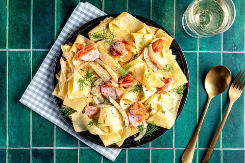Pappardelle met zalmfilet