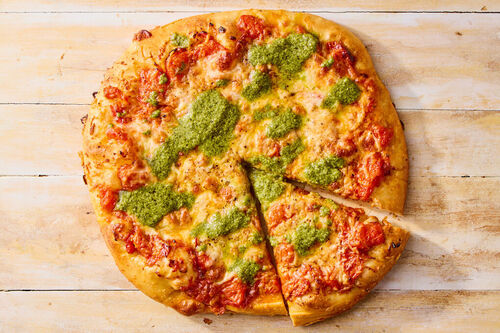 Burst Tomato Pizza with Pesto