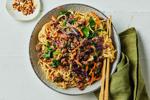 Fast Chinese Barbecue Lamb Noodles