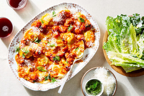 Luxe! Lobster Ravioli in Roasted Tomato Sauce