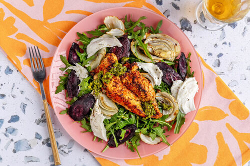 Malse kipfilet met ovengroente