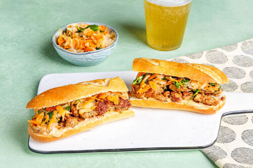 Baguette met kruidig varkensgehakt