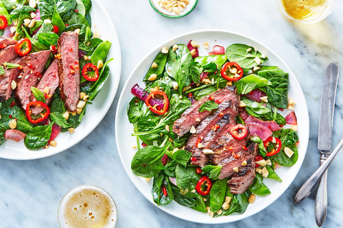 Grilled Ribeye Steak Spinach Salad