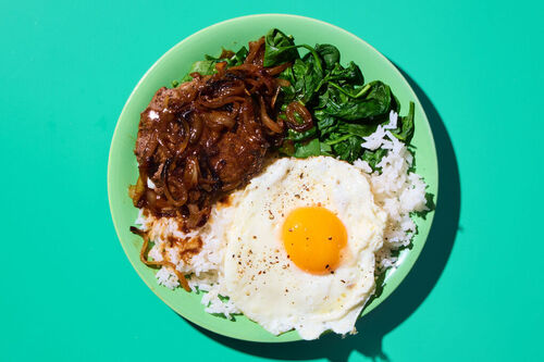 Loco Moco Beef Patty with Cauliflower Rice