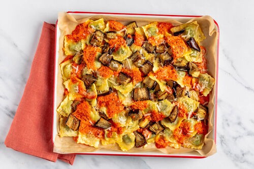 Gratinierte Tortelli mit Ofen-Aubergine