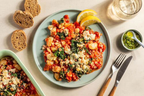 Bohnen-Speck-Auflauf mit Spinat