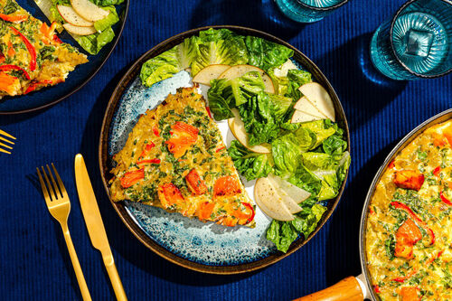 Frittata met paprika en warmgerookte zalm