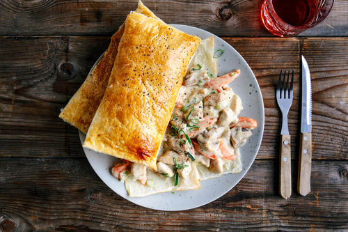 Malse kip in romige champignonsaus